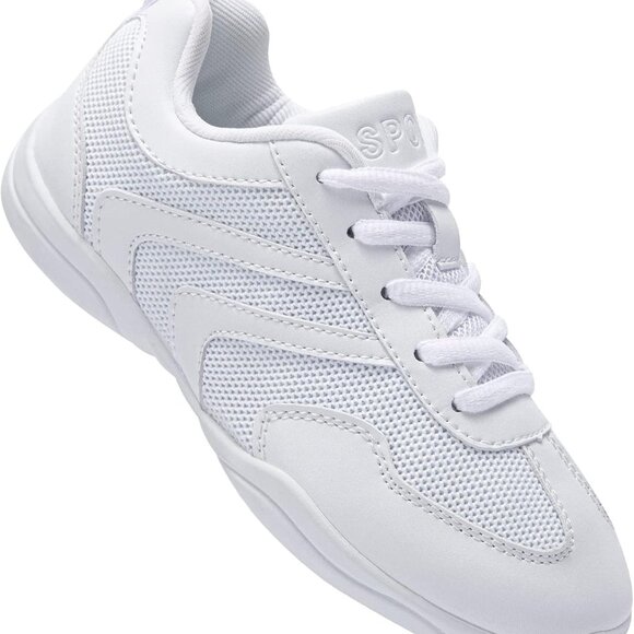 Shoes - Women Girls Cheer Shoes Breathable Rubber Sole Lace-Up Athletic Flats